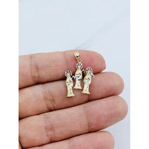 ❤️ 14k Solid gold Santa Muerte pendant and earrings